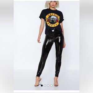 Nasty Gal Vinyl Petite Leggings Black Size 2